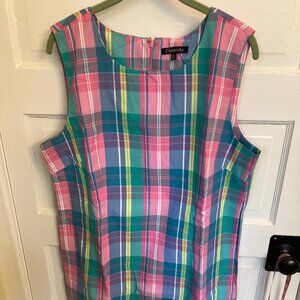Chadwick of Boston Go-Everywhere Poplin Sheath Dress Tulip Plaid - NWT
